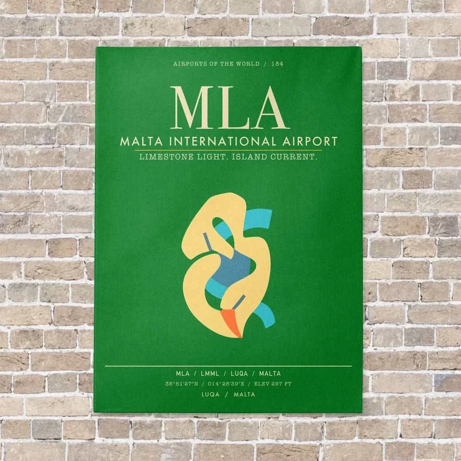 Malta International Airport MLA - Canvas Framed - Green