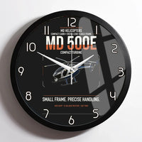 Thumbnail for MD Helicopters MD 500E design on black framed wall clock