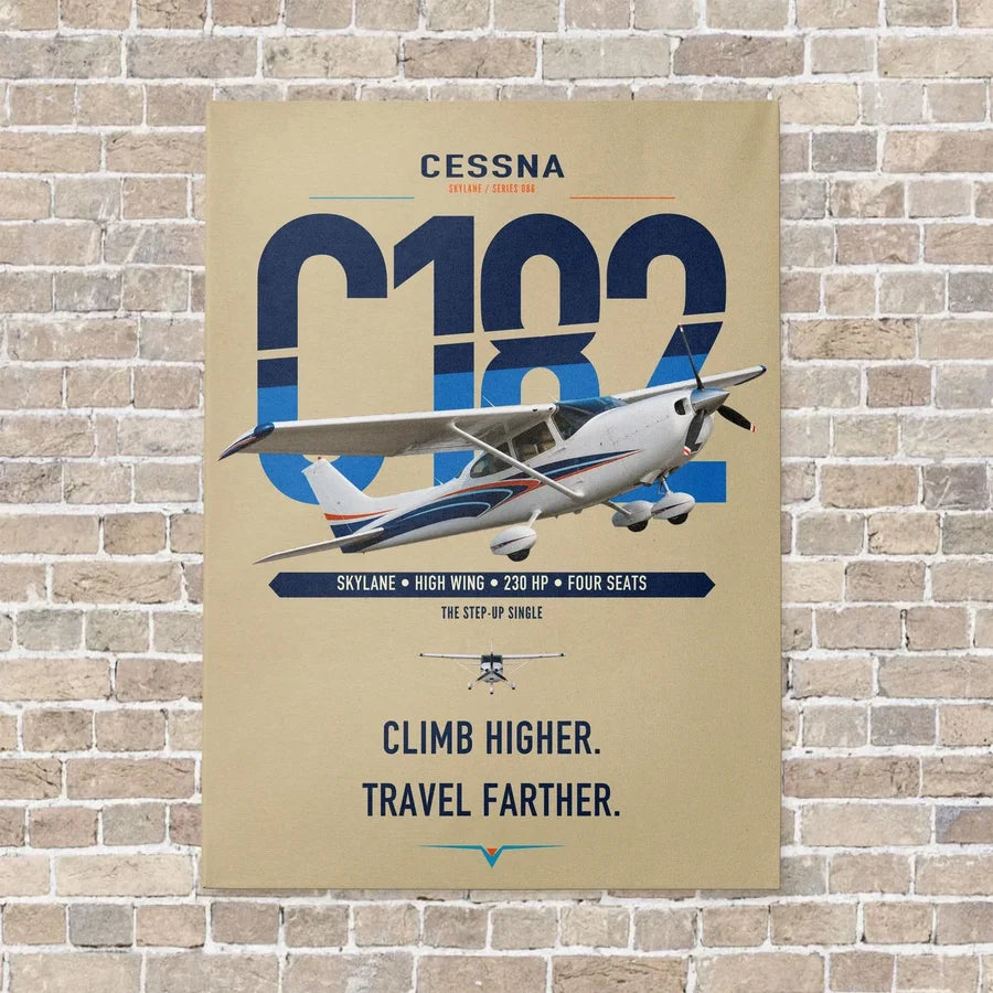 Cessna 182 Skylane vertical canvas print - no frame - beige background