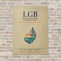 Thumbnail for Long Beach Airport (Daugherty Field) LGB vertical canvas print - no frame - beige background