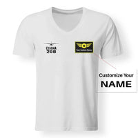 Thumbnail for Cessna 208 & Plane Designed V-Neck T-Shirts - view 18