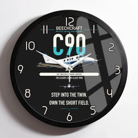 Thumbnail for Beechcraft King Air C90 design on black framed wall clock