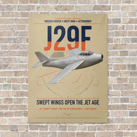 Thumbnail for Saab J 29F Tunnan vertical canvas print - no frame - beige background