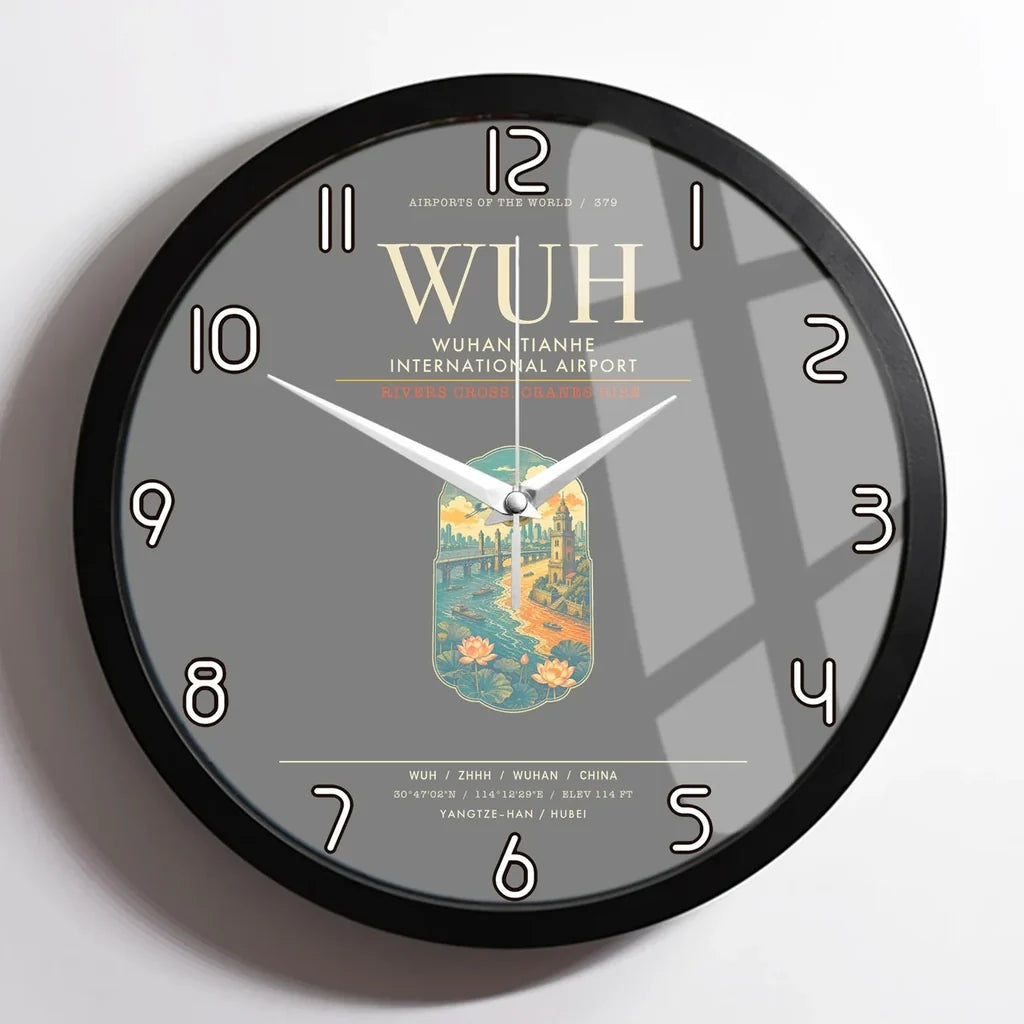 Wuhan Tianhe International Airport WUH Wall-Clock Framed - Gray