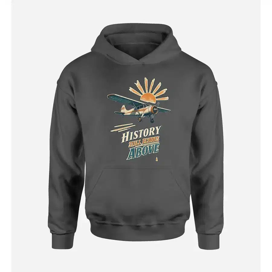 SIGNAL 576 - History Still Echoes Above design on dark gray hoodie single side