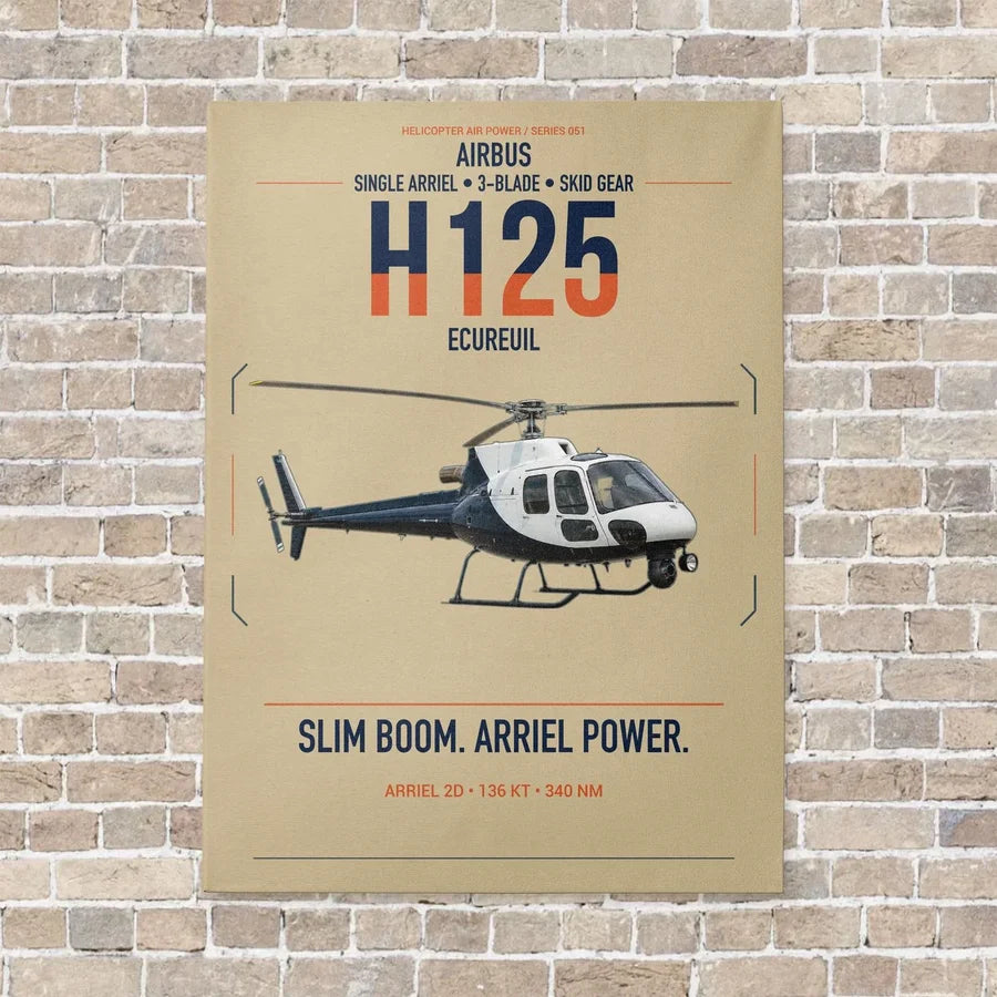 Airbus H125 vertical canvas print - no frame - beige background