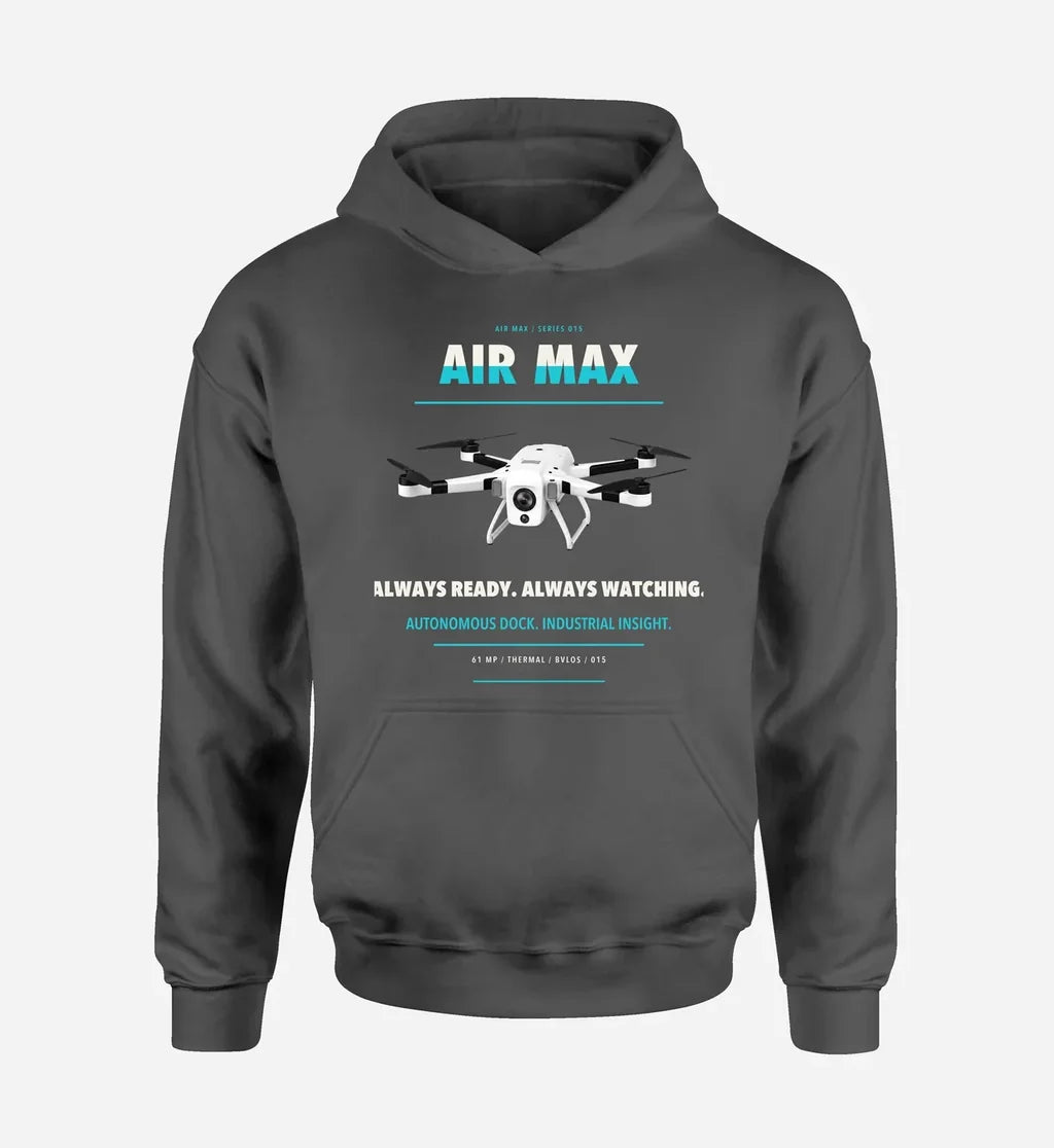 Percepto Air Max design on dark gray hoodie single side