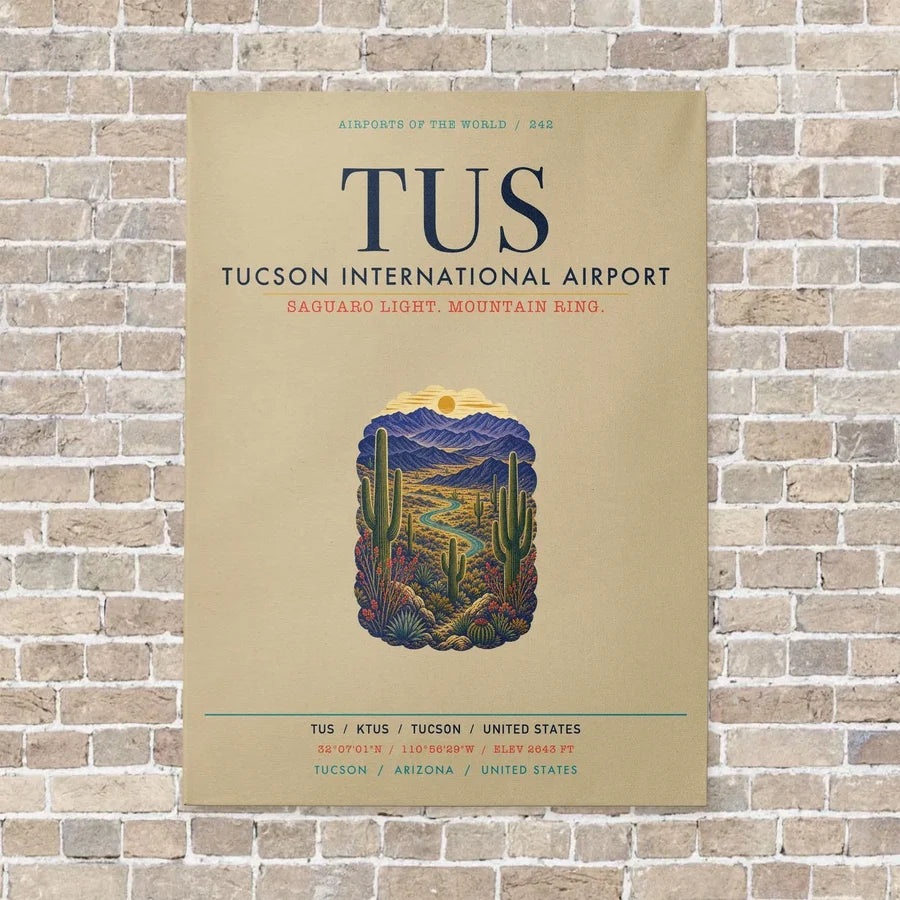 Tucson International Airport TUS vertical canvas print - no frame - beige background