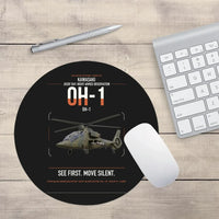 Thumbnail for Kawasaki OH-1 design on black round mouse pad