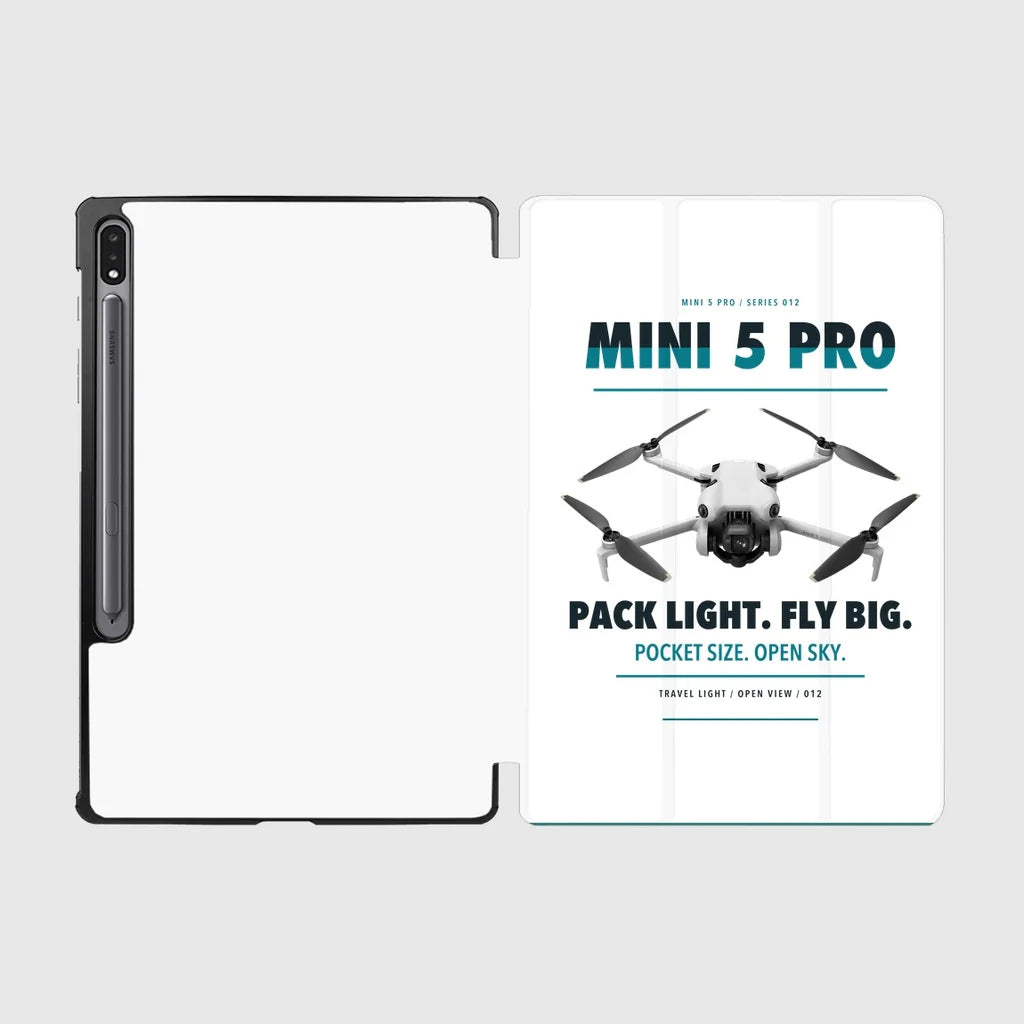 DJI Mini 5 Pro design on white samsung tablet tablet case