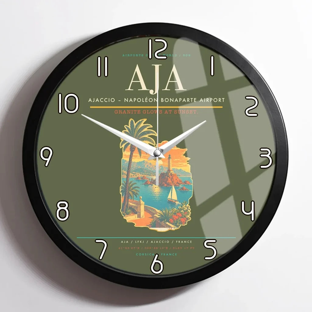 Ajaccio  Napoleon Bonaparte Airport AJA Wall-Clock Framed - Green Army