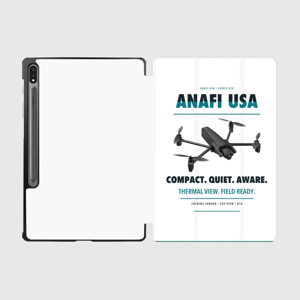 Parrot ANAFI USA design on white samsung tablet tablet case