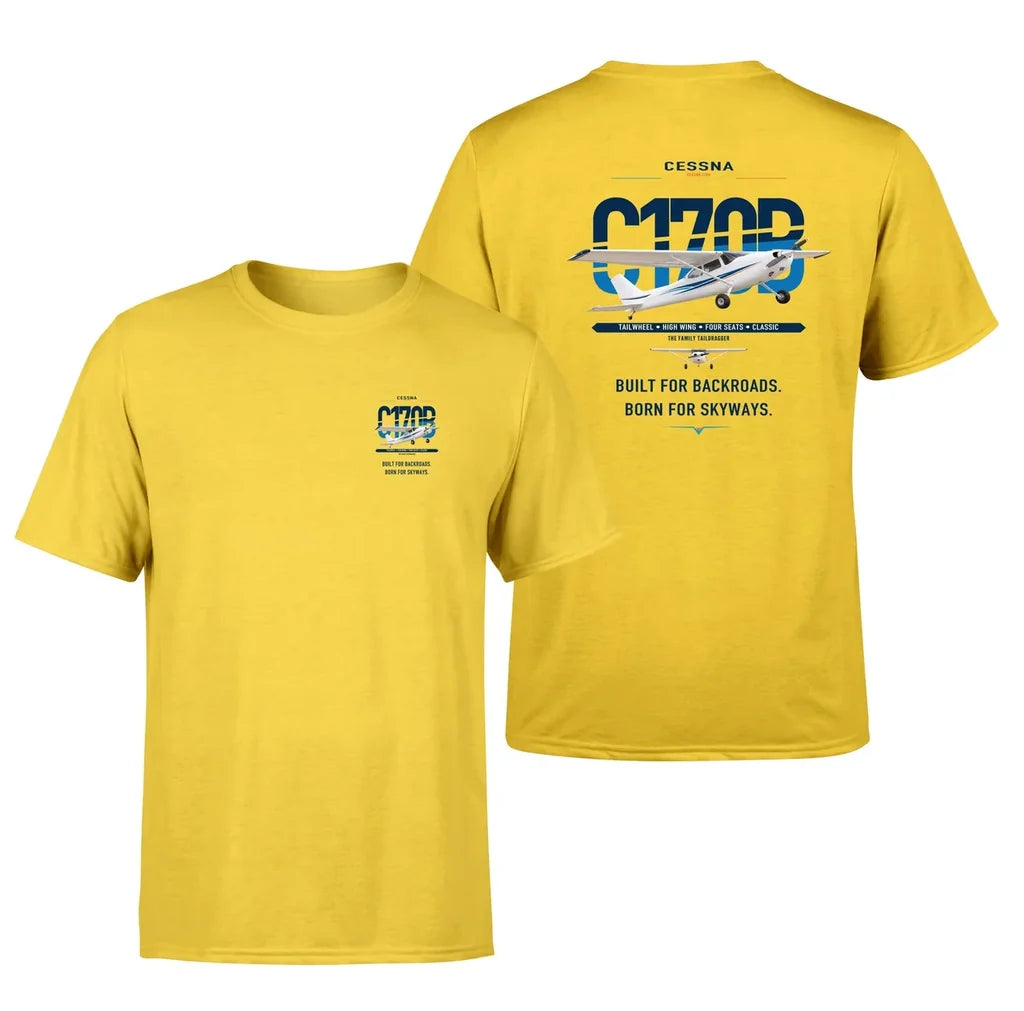 Cessna 170B design on yellow t-shirt, double-side print