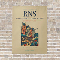 Thumbnail for Rennes–Saint-Jacques Airport RNS vertical canvas print - no frame - beige background
