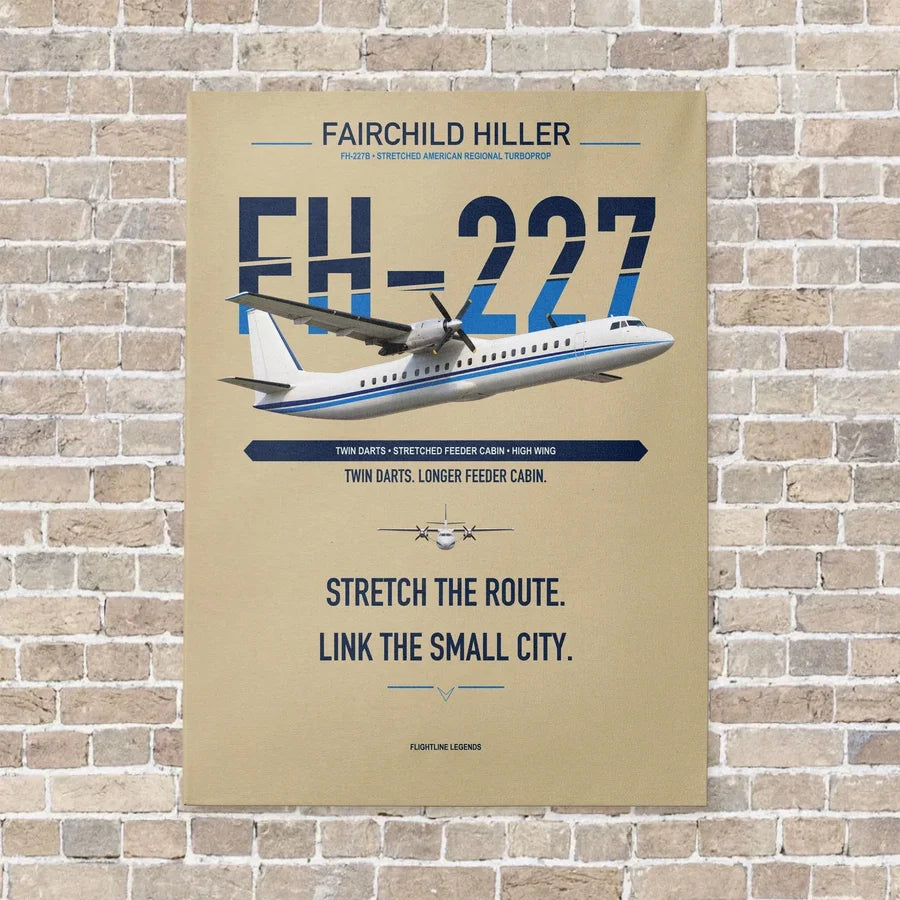 Fairchild Hiller FH-227B vertical canvas print - no frame - beige background