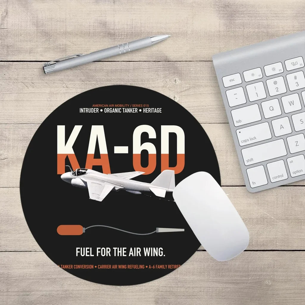 KA-6D Intruder design on black round mouse pad