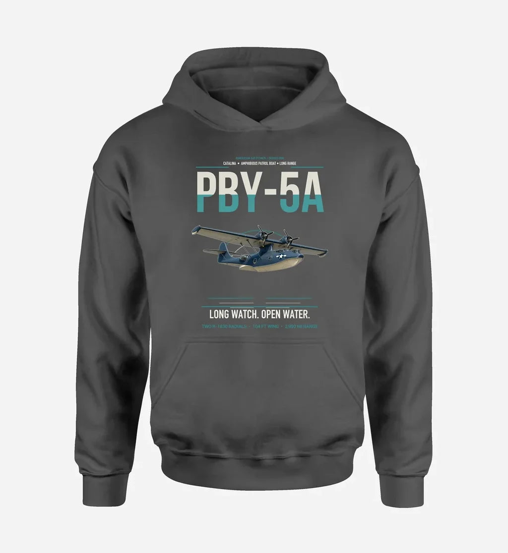 PBY-5A Catalina design on dark gray double-side hoodie, single-side print