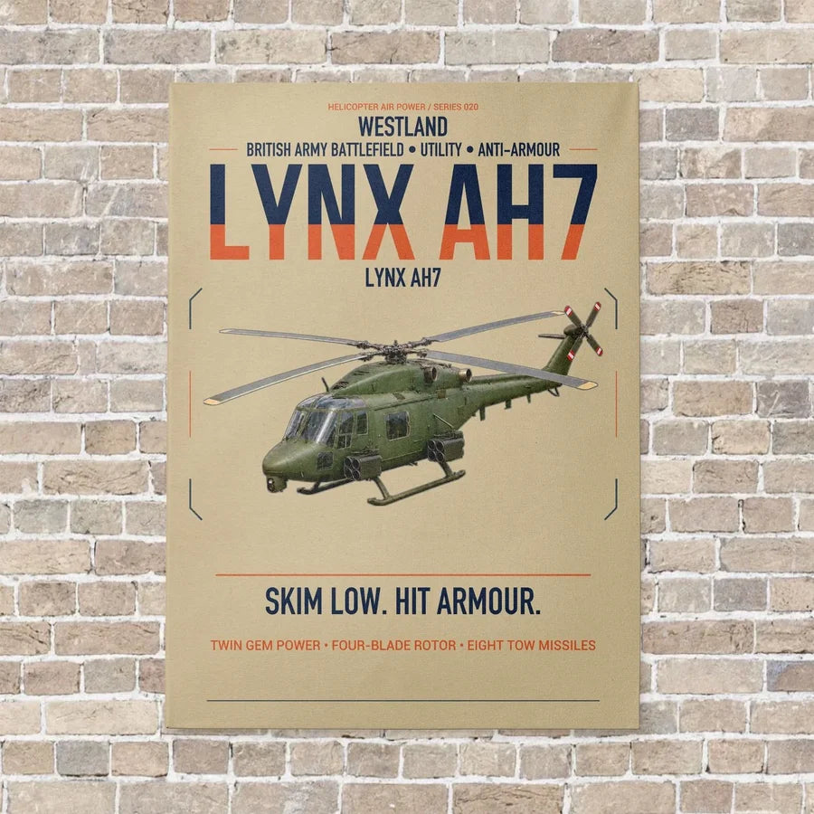 Westland Lynx AH7 vertical canvas print - no frame - beige background