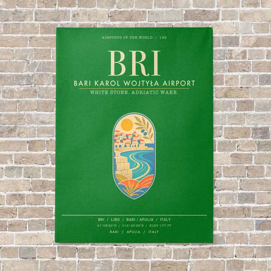 Bari Karol Wojtya Airport BRI - Canvas Framed - Green