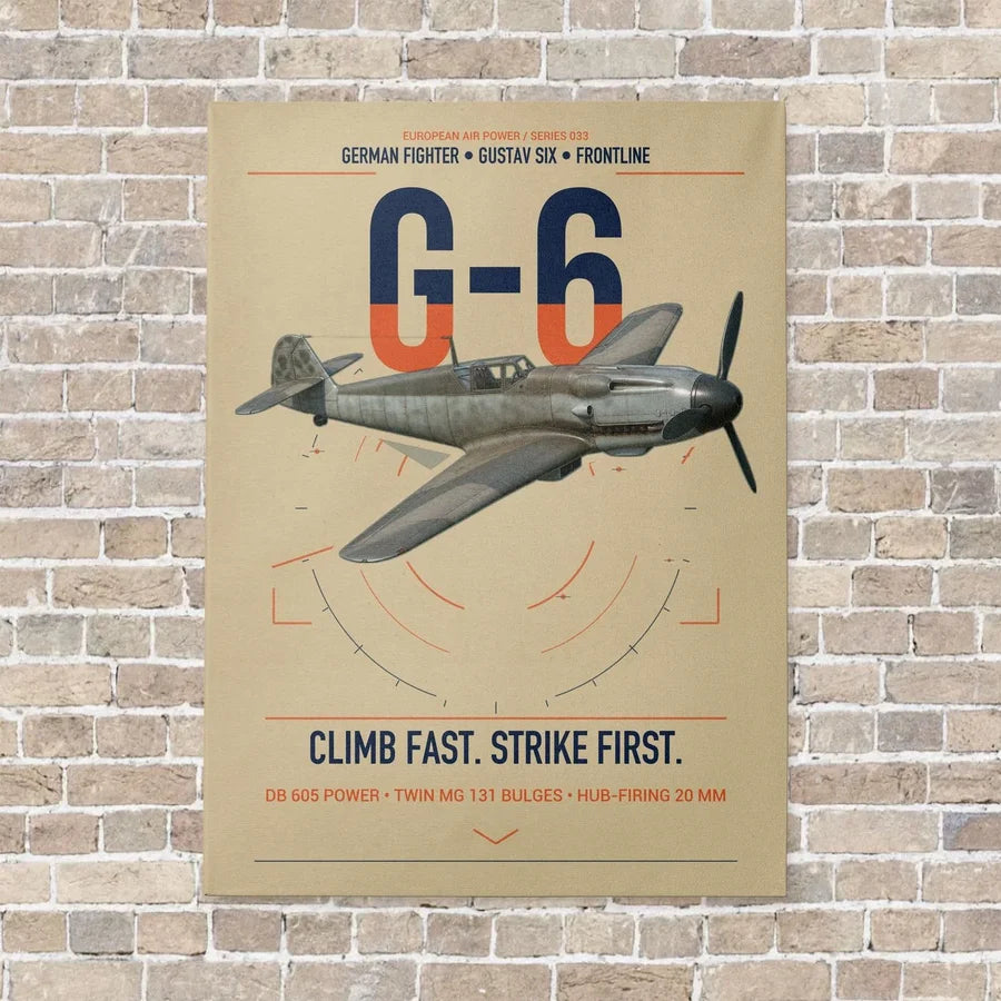 Messerschmitt Bf 109G-6 vertical canvas print - no frame - beige background