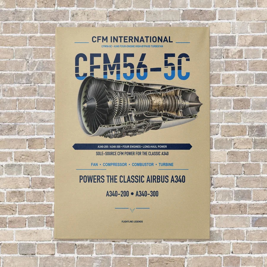 CFM56-5C vertical canvas print - no frame - beige background