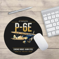 Thumbnail for Curtiss P-6E Hawk design on black round mouse pad