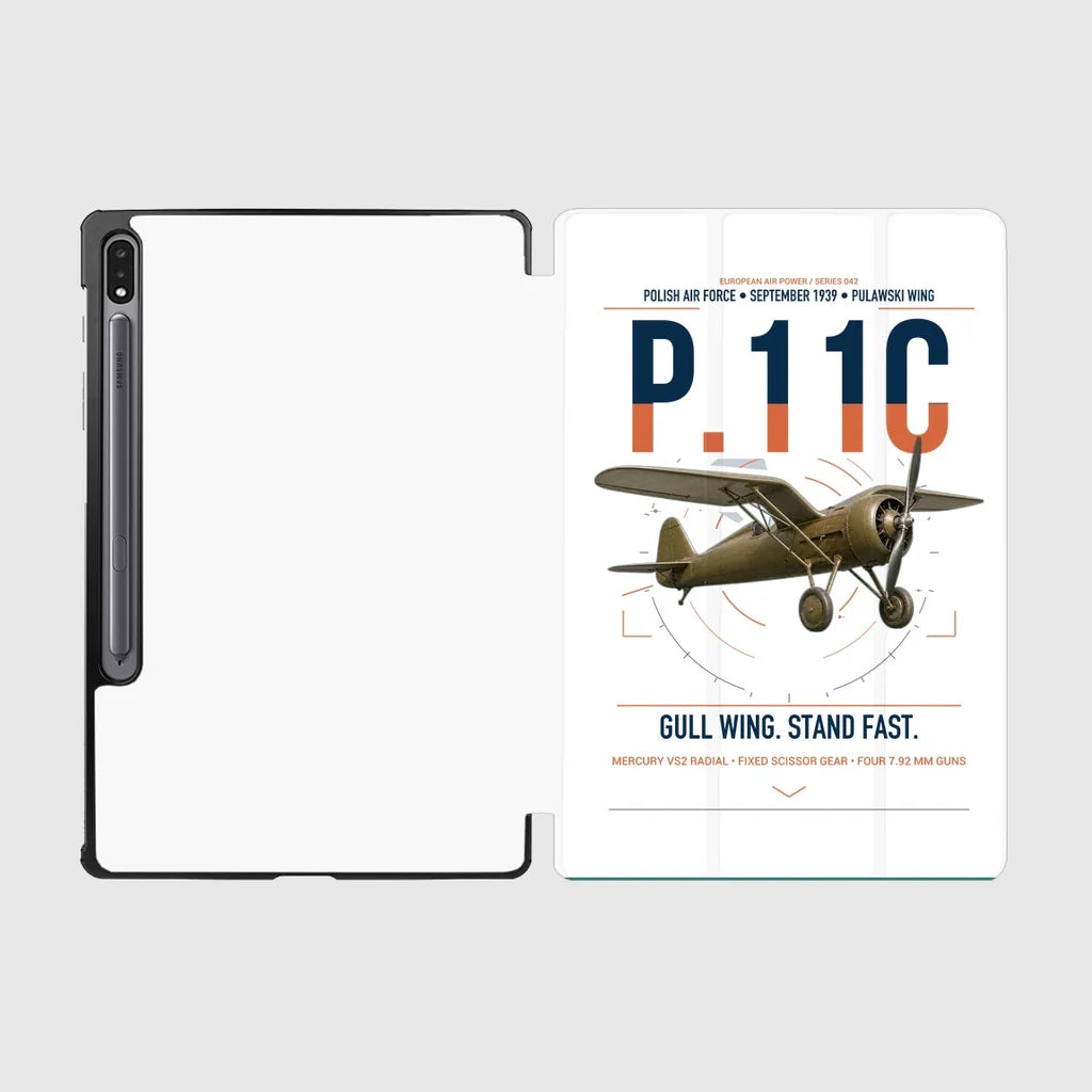 PZL P.11c design on white samsung tablet tablet case