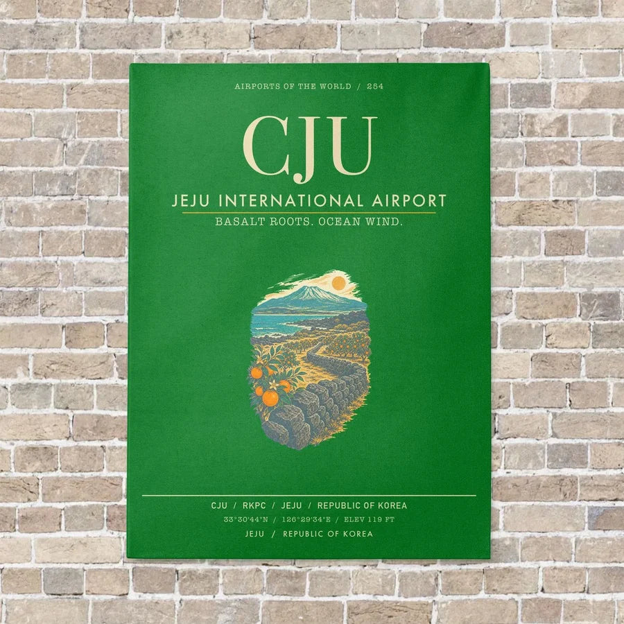 Jeju International Airport CJU - Canvas Framed - Green