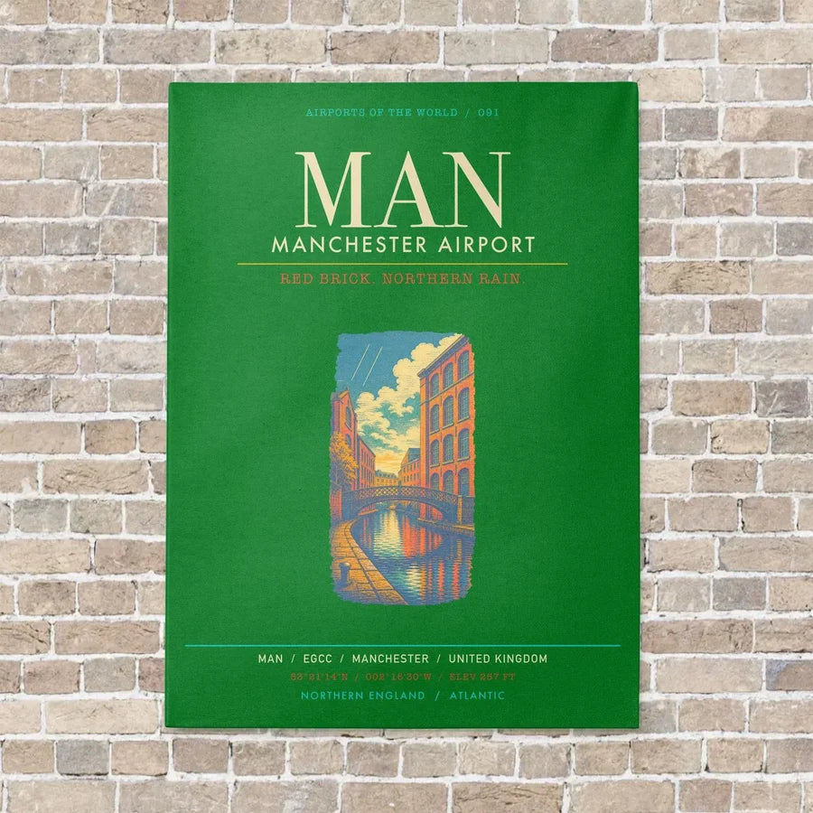Manchester Airport MAN - Canvas Framed - Green