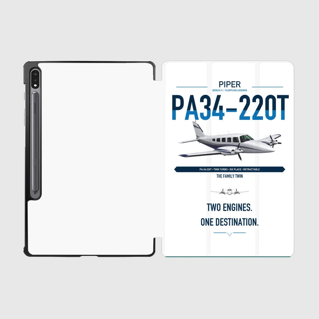Piper PA-34-220T Seneca V design on white samsung tablet tablet case