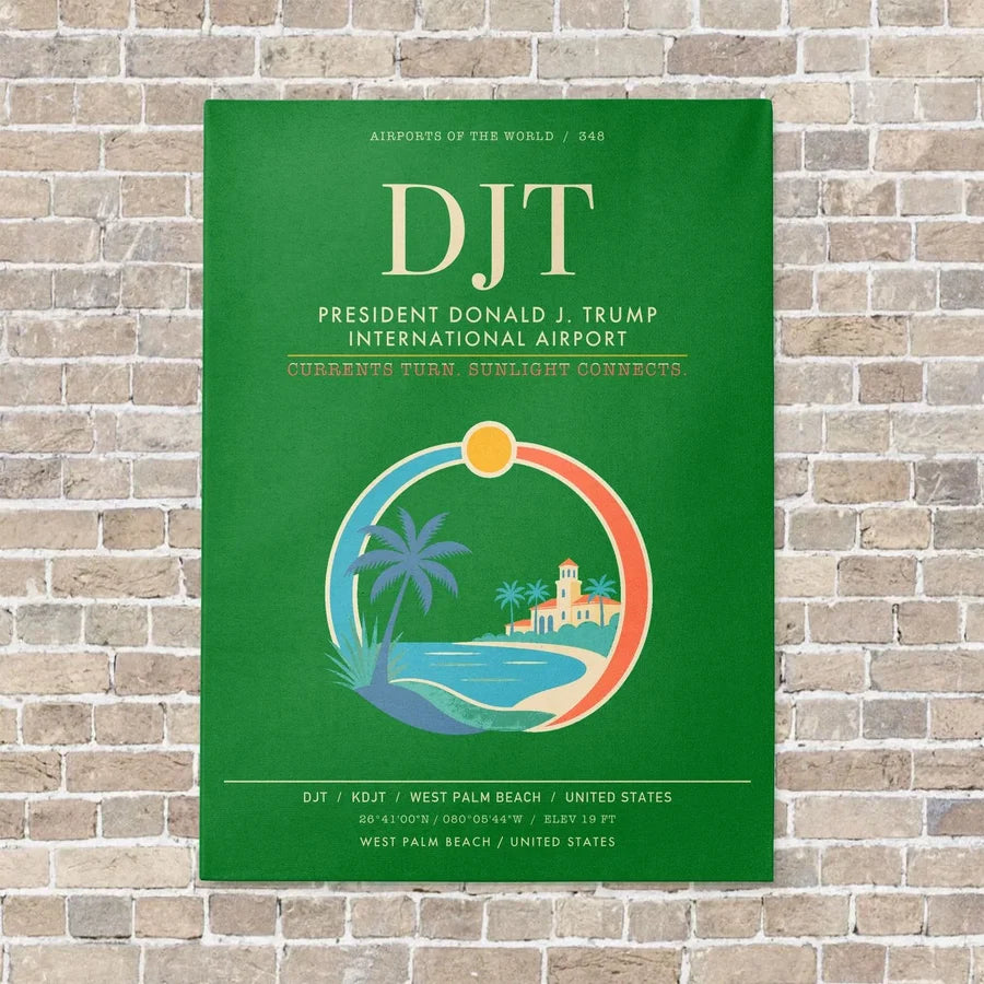 President Donald J. Trump International Airport DJT - Canvas Framed - Green