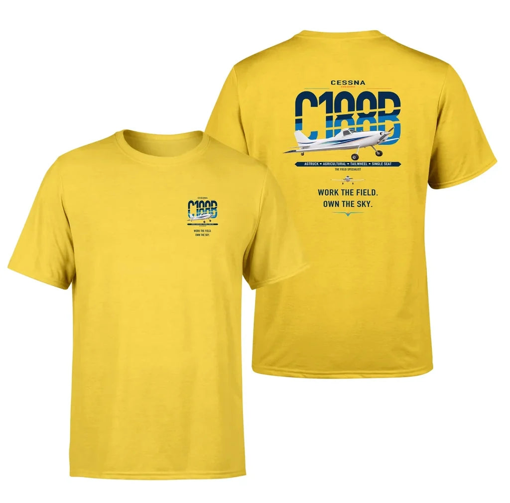 Cessna A188B AgTruck design on yellow t-shirt, double-side print