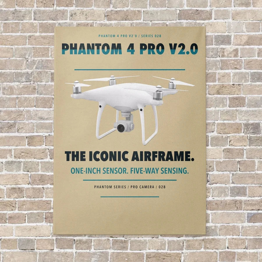 DJI Phantom 4 Pro V2.0 vertical canvas print - no frame - beige background