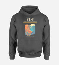 Thumbnail for Deer Lake Regional Airport (YDF) design on dark gray hoodie single-side print