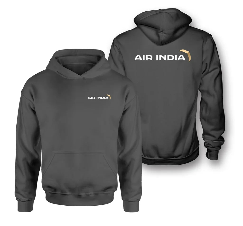 Air India Airlines logo on dark gray double side hoodie