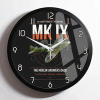 Thumbnail for Supermarine Spitfire Mk IX design on black framed wall clock