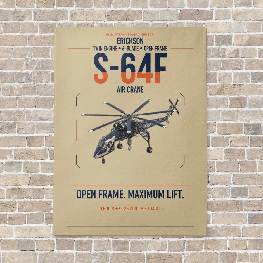 Erickson S-64F Air Crane vertical canvas print - no frame - beige background