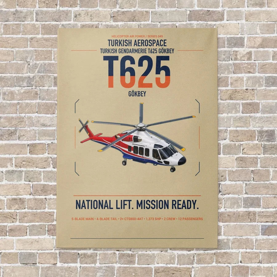 Turkish Aerospace T625 Gökbey vertical canvas print - no frame - beige background