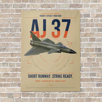 Thumbnail for Saab AJ 37 Viggen vertical canvas print - no frame - beige background