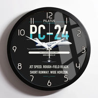 Thumbnail for Pilatus PC-24 design on black framed wall clock