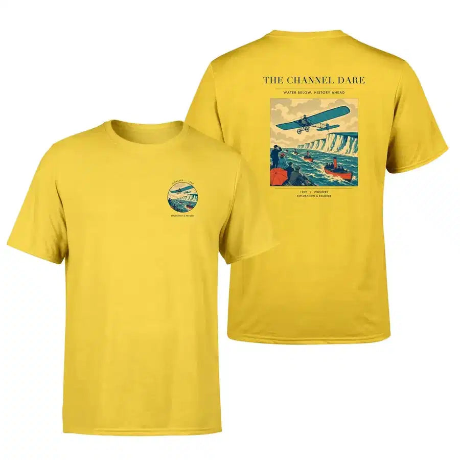 VINTAGE G4324 - The Channel Dare - Double-Side T-Shirt design on yellow double side t shirt