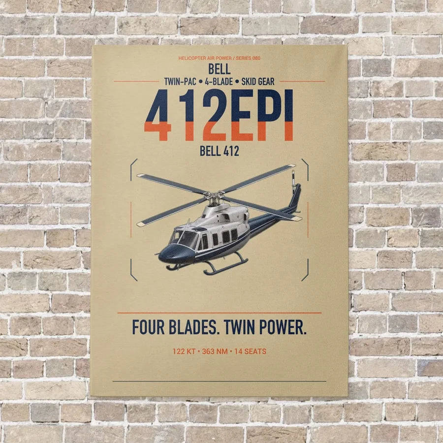 Bell 412EPI vertical canvas print - no frame - beige background