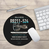 Thumbnail for RB211-524 design on black round mouse pad
