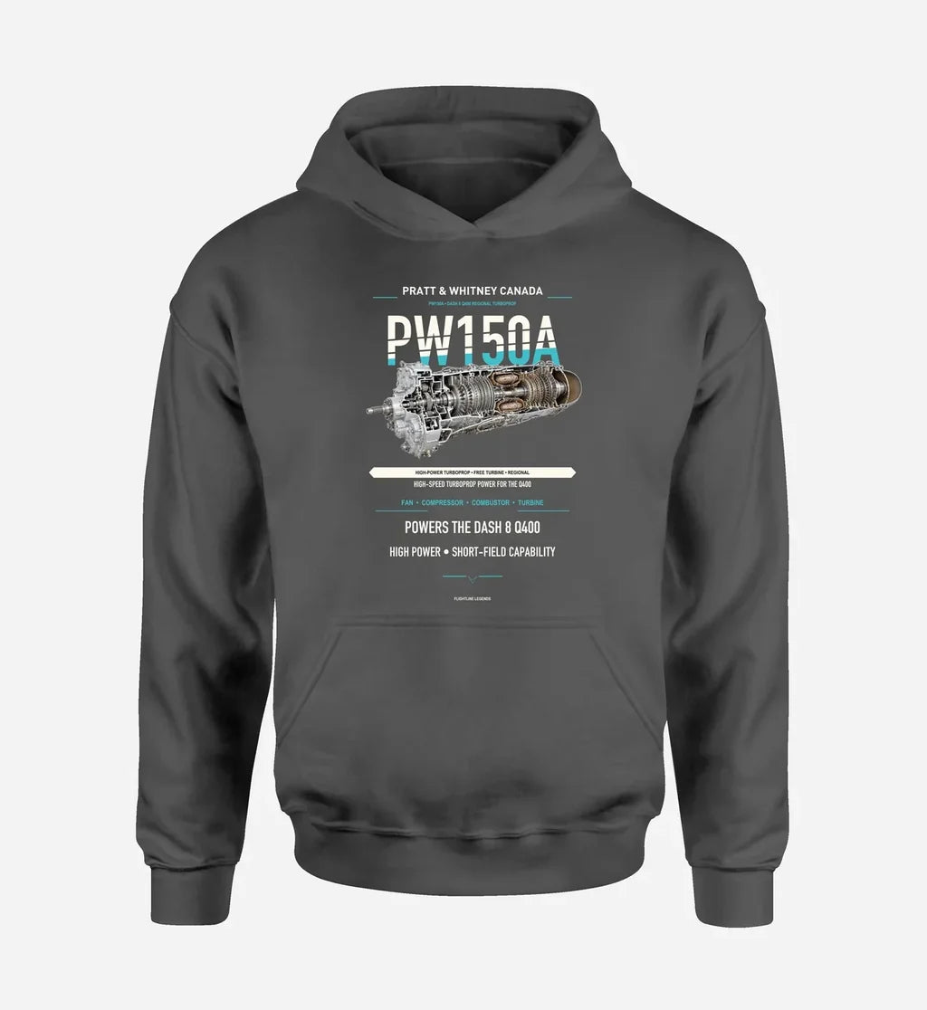 PW150A design on dark gray hoodie single side