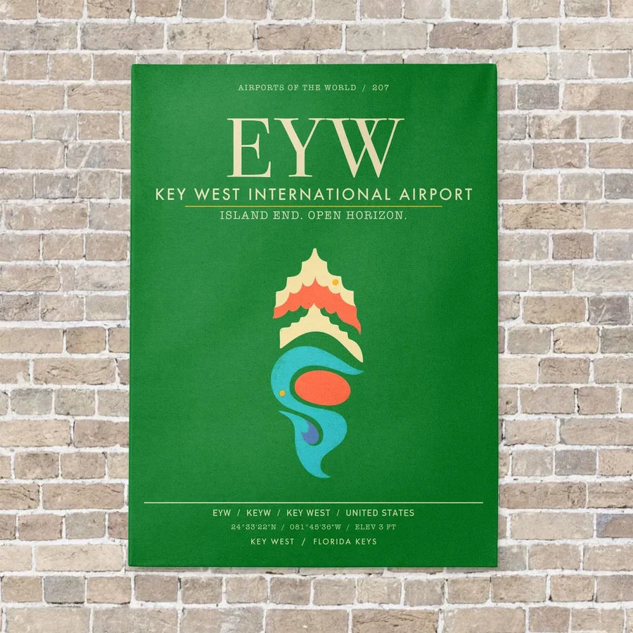 Key West International Airport EYW - Canvas Framed - Green