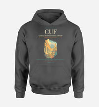 Thumbnail for Cuneo International Airport (CUF) design on dark gray hoodie single-side print