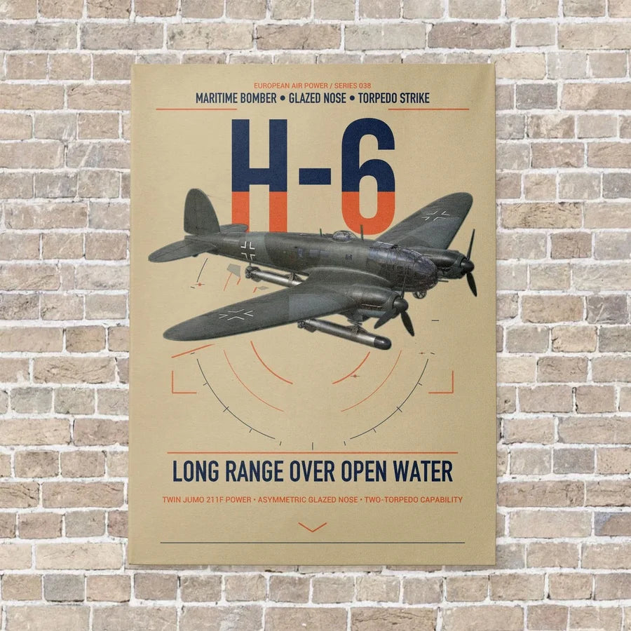 Heinkel He 111H-6 vertical canvas print - no frame - beige background