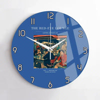 Thumbnail for VINTAGE G4082 - The Red-Eye Lounge - Designed Wall Clocks design on blue no-frame