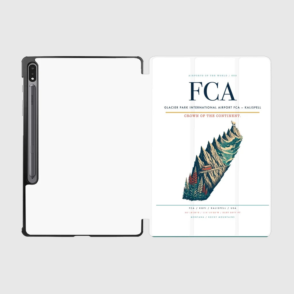 Glacier Park International Airport (FCA) design on white samsung tablet tablet case