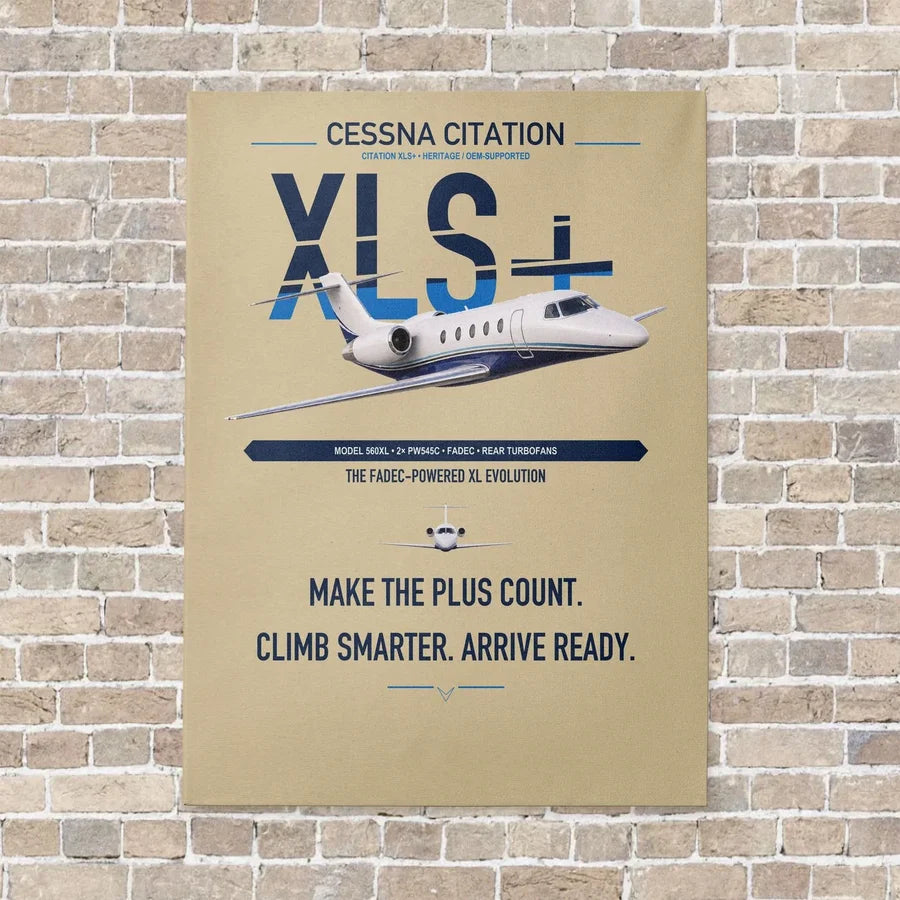 Cessna Citation XLSPlus vertical canvas print - no frame - beige background